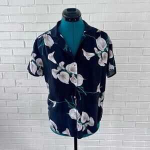 Vintage 80s rayon floral print shirt
